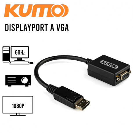 adaptador-kumo-display-port-a-vga-hembra (1) ADAPTADOR DP A VGA KUMO - Imagen 1