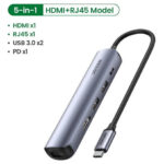 DOCKING 5 EN 1 USB TIPO C A  02 USB 3.0/01 HDMI/01RJ45/PD UGREEN