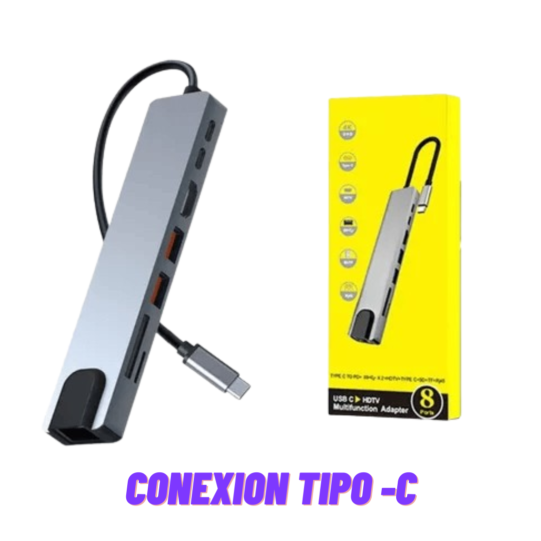 conexion tipo c HUB MULTIPUERTOS TIPO-C DOCKING STATION 8 EN 1 - Imagen 1